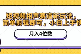 很火短视频运营项目，短视频相声赛道新玩法，简单剪辑即可，月入四位数