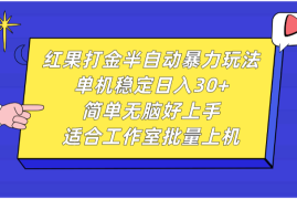 简单项目红果打金半自动暴力玩法，单机稳定日入30+，简单无脑好上手，适合工作室批量上机11-07福缘网