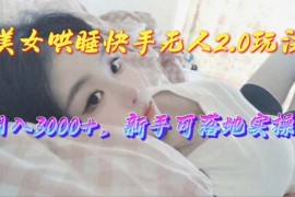 热门直播玩法项目，美女哄睡快手无人2.0赛道，日收3000+，新手可落地实操