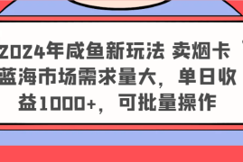 实战2024年咸鱼新玩法卖烟卡蓝海市场需求量大，单日收益1000+，可批量操作便宜07月20日福缘网VIP项目