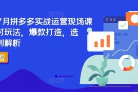 简单项目2024年7月拼多多实战运营现场课程，实时玩法，爆款打造，选品、规则解析便宜07月23日冒泡网VIP项目