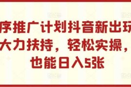 实战小程序推广计划抖音新出玩法，官方大力扶持，轻松实操，小白也能日入5张【揭秘】10-21冒泡网