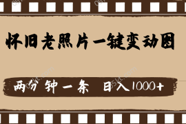 创业项目（11872期）怀旧老照片，AI一键变动图，两分钟一条，日入1000+便宜07月30日中创网VIP项目