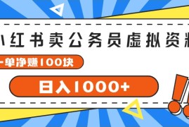 赚钱项目（11742期）小红书卖公务员考试虚拟资料，一单净赚100，日入1000+便宜07月22日中创网VIP项目