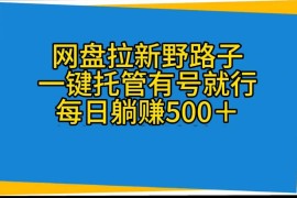 热门热门给力项目项目，网盘拉新野路子，一键托管有号就行，全自动代发视频，每日躺赚500＋