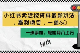 赚钱虚拟资源项目，小红书卖近视资料最新玩法，一单60月入过万，一部手机可操作