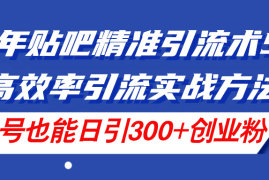 热门项目（11520期）24年贴吧精准引流术5.0，高效率引流实战方法，单号也能日引300+创业粉便宜07月09日中创网VIP项目
