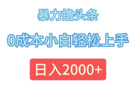 简单项目（12068期）暴力撸头条，0成本小白轻松上手，日入2000+便宜08月09日中创网VIP项目