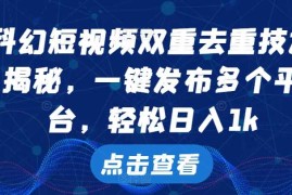 每日科幻短视频双重去重技术，一键发布多个平台，轻松日入1k【揭秘】10-22冒泡网