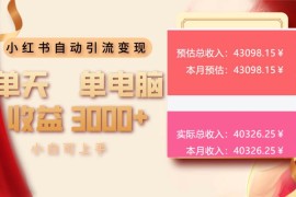 每日（13999期）小红书自动引流变现单天单电脑收益3000+小白可上手01-21中创网