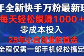 实战（14005期）25年全新快手万粉玩法，全程一部手机轻松搞定，一分钟两条作品，零成本…01-21中创网