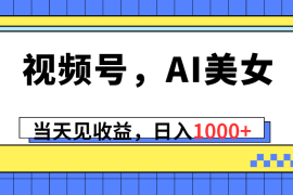 赚钱热门给力项目项目，视频号，Ai美女，当天见收益，日入1000+
