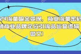 赚钱项目2024流量吸金变现，商业流量密码营销商业品牌定位引流品运营逻辑(图文)10-21冒泡网