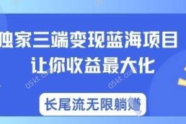 2025最新独家三端变现蓝海项目，让你收益最大化，长尾流无限躺挣03-26冒泡网