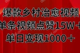 创业项目爆款乡村治愈视频，单条视频点赞15W+单日变现1k11-11冒泡网