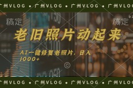 赚钱项目（11745期）老旧照片动起来，AI一键修复，简单上手，日入1000+便宜07月23日中创网VIP项目
