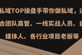 实战私域TOP操盘手带你做私域，适合团队高管、一线实战人员、自媒体人、各行业项目老板等11-07福缘网