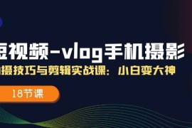 2024最新（11518期）短视频-vlog手机摄影：拍摄技巧与剪辑实战课：小白变大神（18节课）便宜07月09日中创网VIP项目