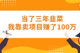 2024创业项目项目，当了三年韭菜我靠卖项目赚了100万