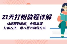 赚钱项目（13058期）21天打粉教程详解：从逻辑到渠道，全面掌握打粉方法，月入百万高效方法10-22中创网