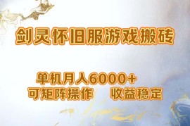 热门项目（12471期）网游剑灵打金搬砖，单机月入6000+，可矩阵操作，收益稳定。09-05中创网