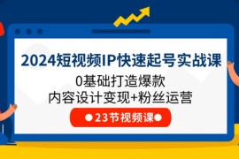 实战2024短视频IP快速起号实战课，0基础打造爆款内容设计变现+粉丝运营(23节)便宜07月08日福缘网VIP项目