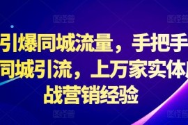 创业项目2024引爆同城流量，手把手教你抖音同城引流，上万家实体店实战营销经验10-12冒泡网
