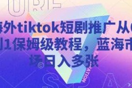 手机项目海外tiktok短剧推广从0到1保姆级教程，蓝海市场日入多张03-25冒泡网