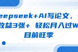 创业项目deepseek+AI写论文，一单收益3张+轻松月入过W，目前旺季03-24冒泡网