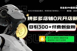 简单项目（14092期）拼多多店铺0元开店新规，日引300+付费创业粉，目前方法简单复制粘贴可矩阵02-07中创网