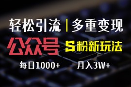 简单项目（12073期）公众号S粉新玩法，简单操作、多重变现，每日收益1000+便宜08月09日中创网VIP项目