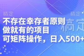 创业项目（12989期）不存在幸存者原则，做就有的项目，可矩阵操作，日入500+10-16中创网