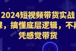 简单项目2024短视频带货实战课，搞懂底层逻辑，不再凭感觉带货12-02冒泡网