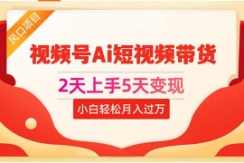 2024短视频运营项目，2天上手5天变现视频号Ai短视频带货0粉丝0基础小白轻松月入过万