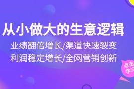 实战创业项目项目，从小做大生意逻辑：业绩翻倍增长/渠道快速裂变/利润稳定增长/全网营销创新