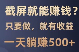 热门项目（13767期）截屏就能赚钱？0门槛，只要做，100%有收益的一个项目，一天躺赚500+12-22中创网