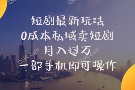 赚钱热门给力项目项目，短剧最新玩法    0成本私域卖短剧     月入过万     一部手机即可操作