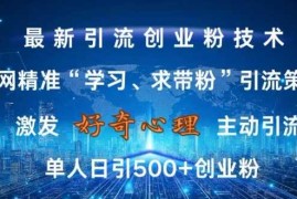 实战激发好奇心，全网精准‘学习、求带粉’引流技术，无封号风险，单人日引500+创业粉【揭秘】11-06冒泡网