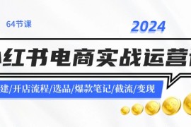 2024最新（11827期）2024小红书电商实战运营课：账号搭建/开店流程/选品/爆款笔记/截流/变现便宜07月29日中创网VIP项目