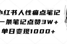 简单项目小红书人性痛点笔记，一条笔记点赞3W+，单日变现1k10-21冒泡网