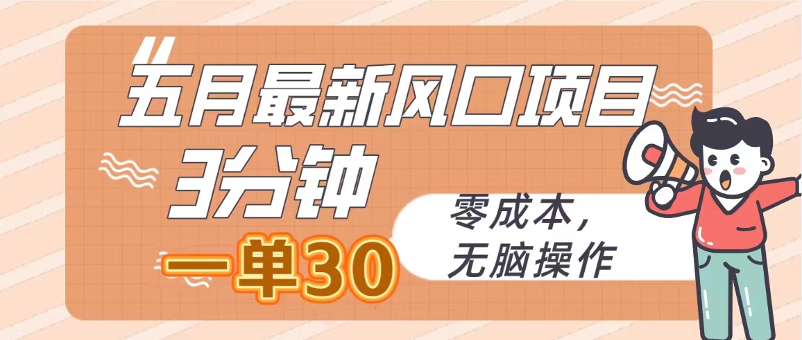 2024短视频运营项目,五月最新风口项目,3分钟一单30,零成本,无脑操作