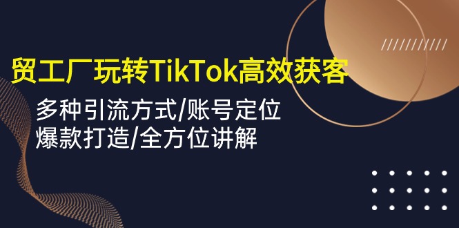 很火跨境电商项目,外贸工厂玩转TikTok高效获客,多种引流方式/账号定位/爆款打造/全方位讲解