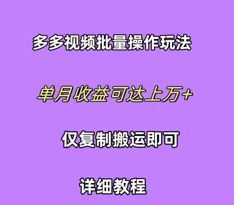 最新国内电商项目,拼多多视频带货快速过爆款选品教程 每天轻轻松松赚取三位数佣金 小白必...