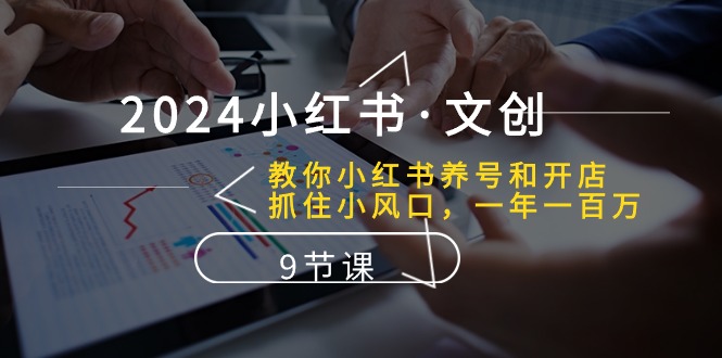 2024小红书项目,2024小红书·文创:教你小红书养号和开店、抓住小风口 一年一百万 (9节课)