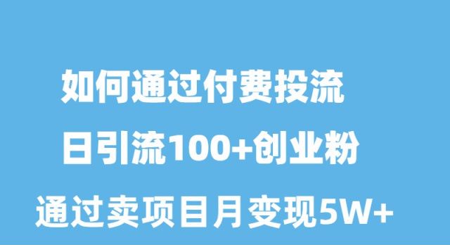 实操引流-涨粉-软件项目,如何通过付费投流日引流100+创业粉月变现5W+