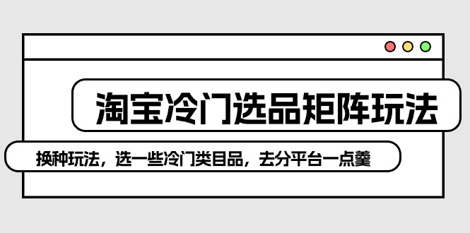 2024国内电商项目,淘宝冷门选品矩阵玩法:换种玩法,选一些冷门类目品,去分平台一点羹