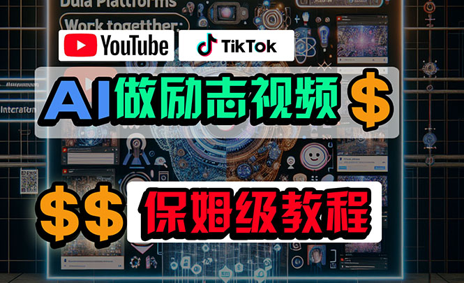 很火热门给力项目项目,利用AI制作励志视频,在YouTube和TikTok赚钱,小白可做