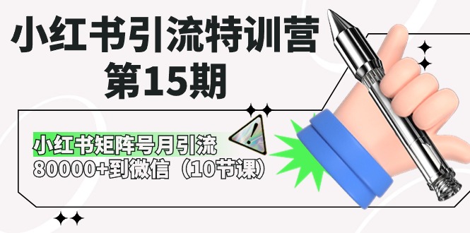 实操小红书项目,小红书引流特训营-第15期,小红书矩阵号月引流80000+到微信