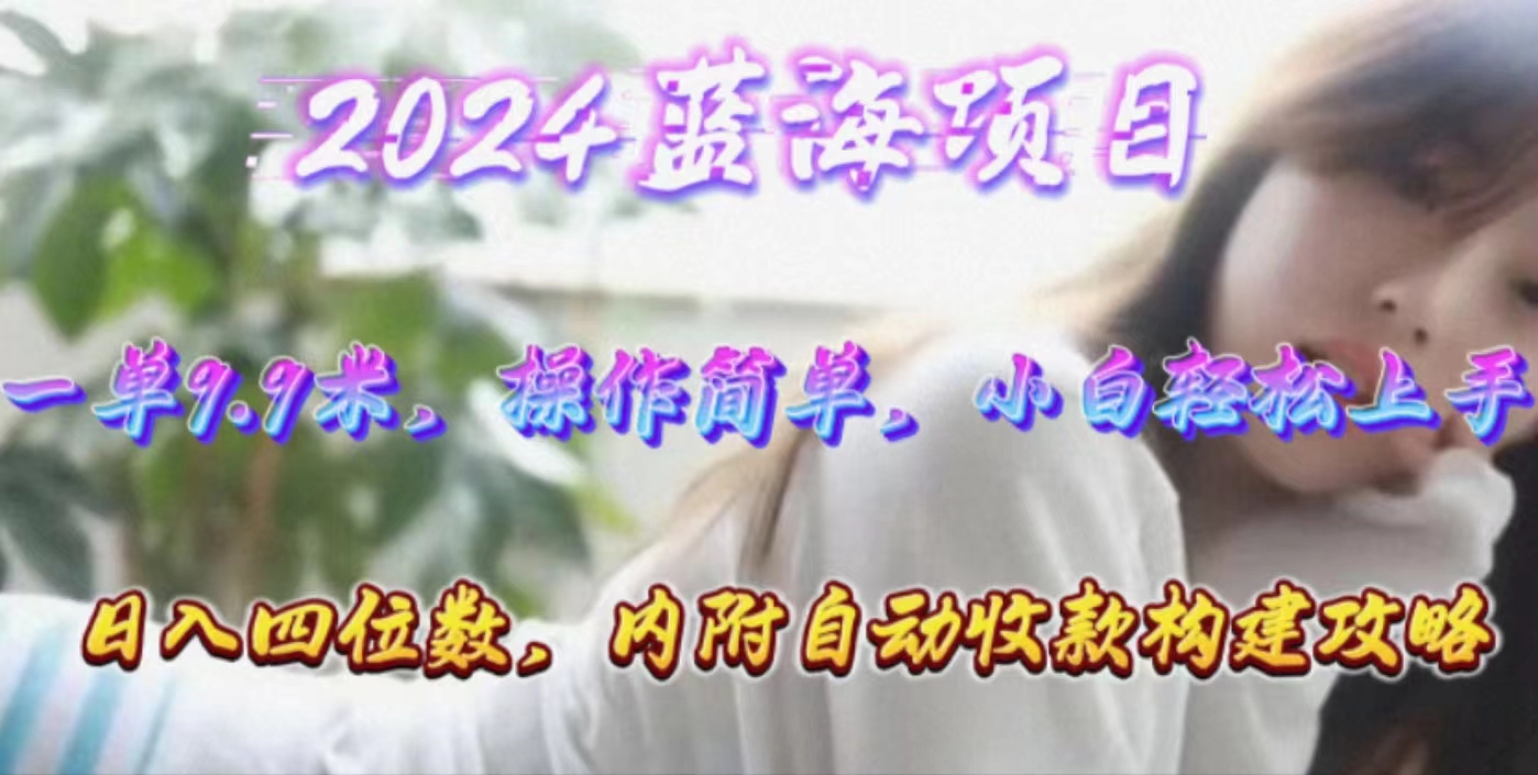 2024热门给力项目项目,年轻群体的蓝海市场,1单9.9元,操作简单,小白轻松上手,日入四位数