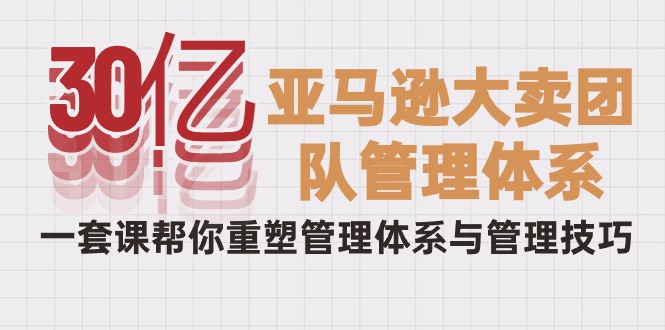 实操跨境电商项目,30亿-亚马逊大卖团队管理体系,一套课帮你重塑管理体系与管理技巧